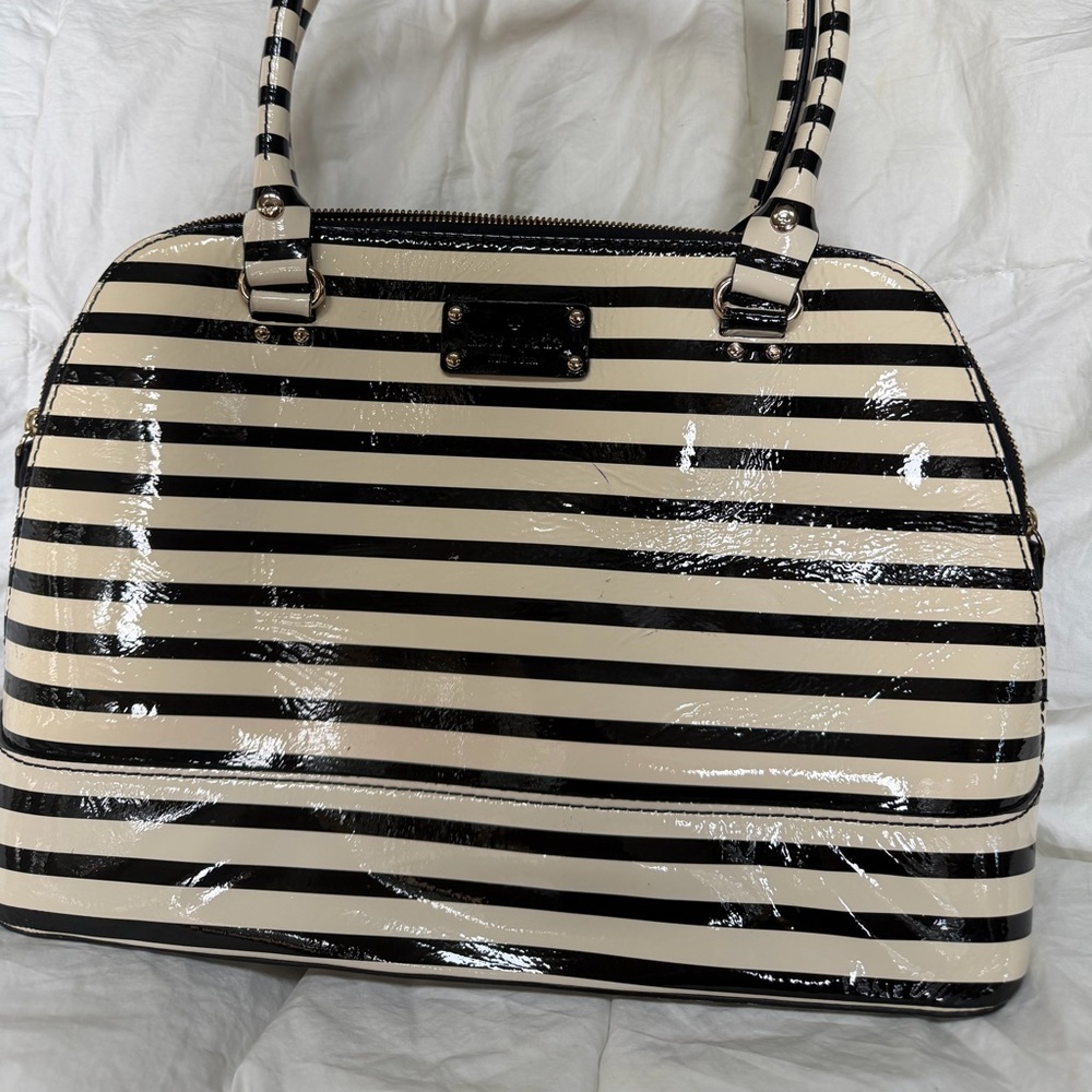 Elegant Striped Black and Cream Satchel